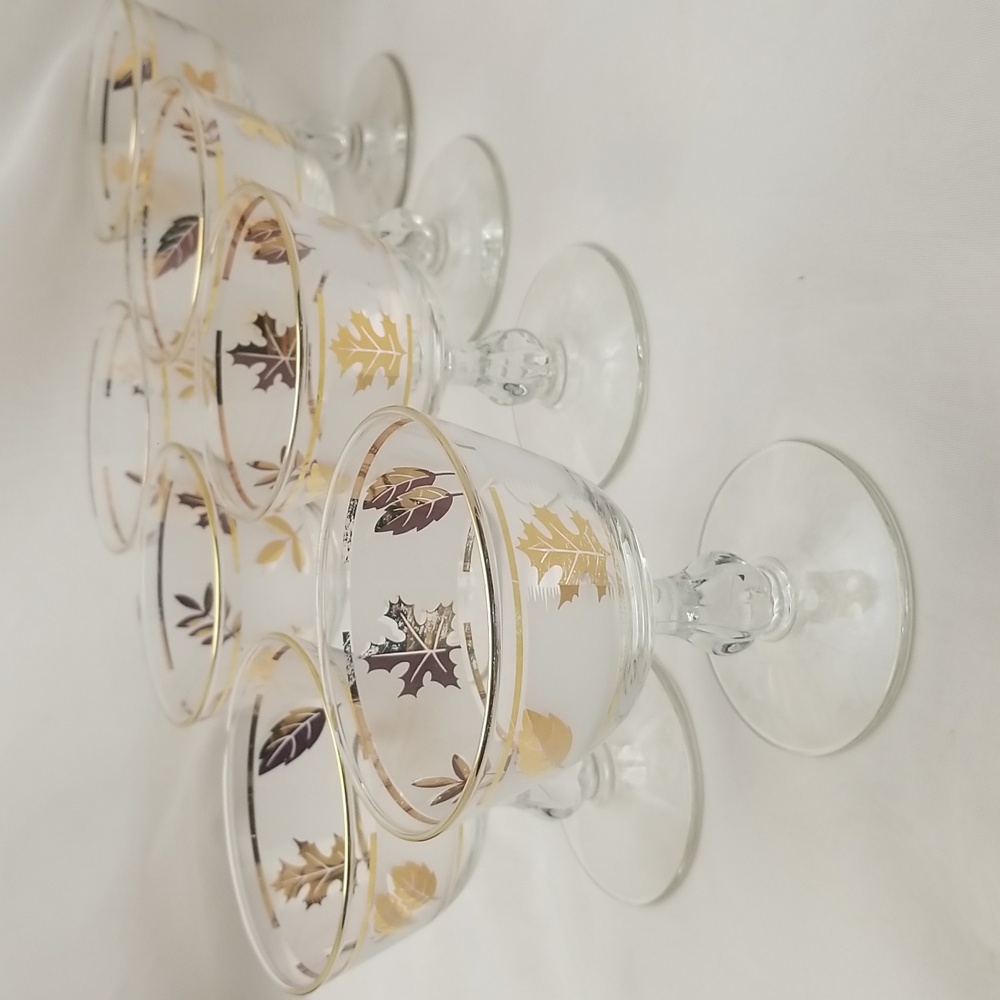 Libbey Golden Foliage Champagne High Sherbet Glasses - Picture 9 of 16